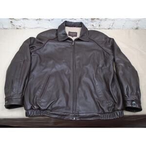 Izod Men’s Brown Leather Jacket Size XL Moto Jacket Motorcycle Bomber
